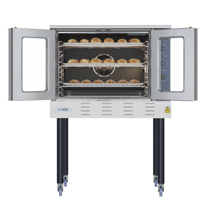 KoolMore 38 in. Full-Size Single Deck Commercial Liquid Propane Convection Oven 54,000 BTU with Casters in Stainless-Steel(KM-CCO54-LPC)