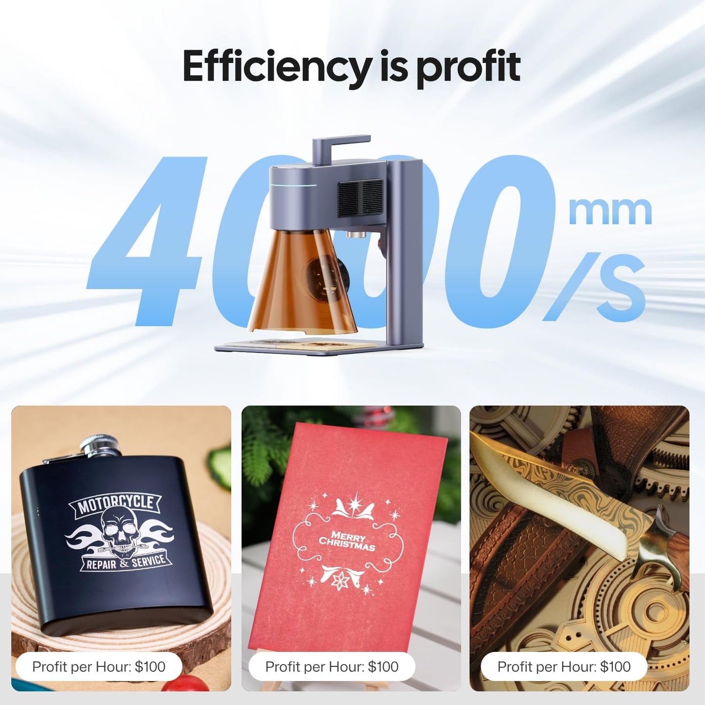 LaserPecker LP4 (Deluxe) Dual Laser Engraver for Almost All Materials, 10W Diode + 2W IR Dual Laser Engraver 240000mm/min High Speed Ultra Precise Laser Engraver for Metal Leather Wood Acrylic