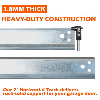 ZUIWAN 1.5mm Steel R12 Garage Door Horizontal Tracks (Pr) - Heavy Duty Pair for 8' Garage Gate, Residential/Commercial Roller Systems