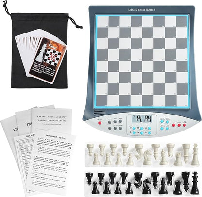 Talking Chess Master Electronic Chess Set - Electronic Chess Board with Voice Teaching System - Kids Learning Trainer - 32 Levels 2000 ELO Computer Chess Game with Sensor Chess Board Magnetic Pieces