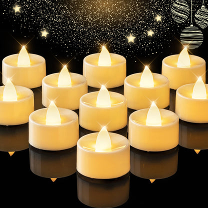 BEICHI Flameless Candles, 24Pack Battery Operated Candle, LED Tea Lights Candles Battery Operated, Flickering Fake Votives for Wedding Party Home Decor- Warm White, Ivory Base