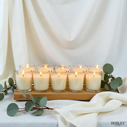Hosley 48 Pack White Unscented Votive Candles, Clear Glass, Hand-Poured Wax, Bulk Wedding & Party Candles for Gifts, Tables, Aromatherapy & Holidays Party Weddings Birthdays (White)