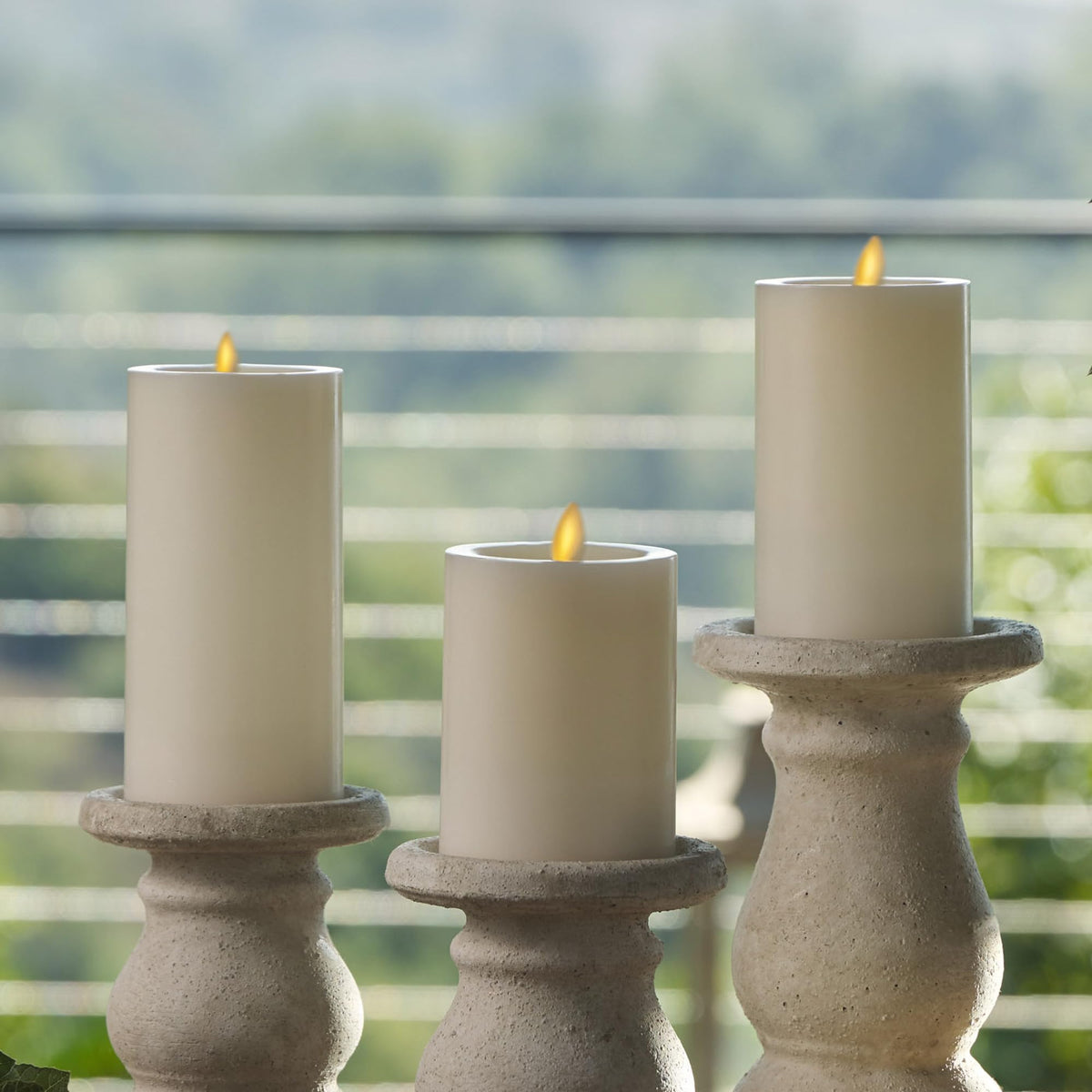 Luminara - Flameless LED Battery Operated Flickering Pillar Candles - Pearl Ivory - Pack of 1-3x6.5 - Realistic Moving Flame Real Wax Indoor/Outdoor
