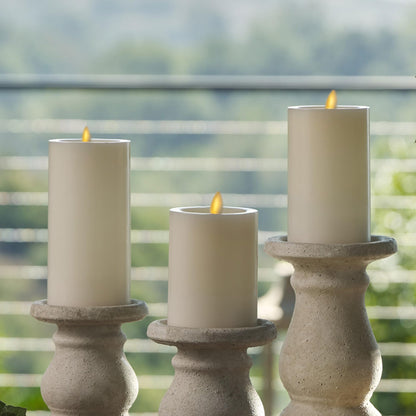 Luminara - Flameless LED Battery Operated Flickering Pillar Candles - Pearl Ivory - Pack of 1-3x6.5 - Realistic Moving Flame Real Wax Indoor/Outdoor