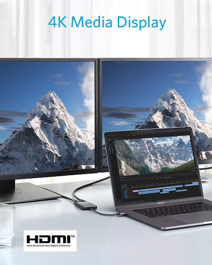 Anker USB C to Dual HDMI Adapter, Compact and Portable USB C Adapter, Supports 4K@60Hz and Dual 4K@30Hz, for MacBook/LenovoYoga/Thinkpad, XPS,[macOS only Support SST Mode]