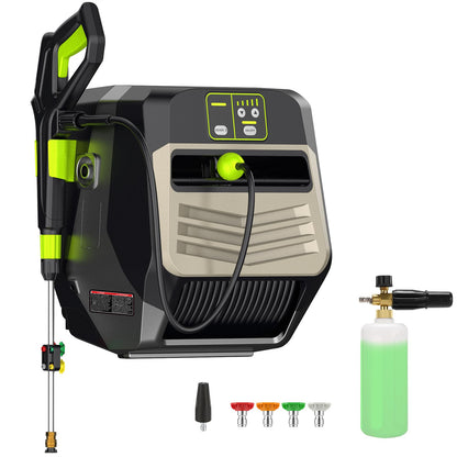 commowner 5500PSI Pressure Washer Wall Mounted Power Cleaner with 100ft Retractable Pressure, Silver