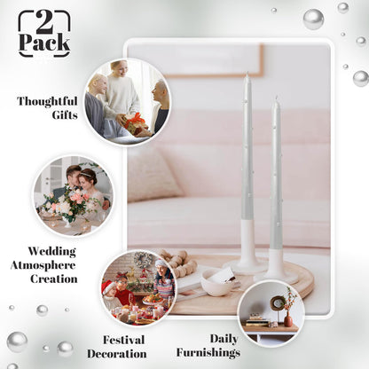 Taper Candles 10 Inch Print Candle Handmade Unscented Pearl Candle Long Candles 2 Pack Twisted Candlesticks for Wedding Home Decoration Gifts