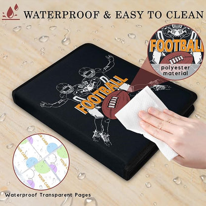 Football Card Binder 900-Card Trading Card Binder with 50 Removable Sleeves 9-Pocket Sports Card Binder 3-Ring Design Football Card Holder for Collectors