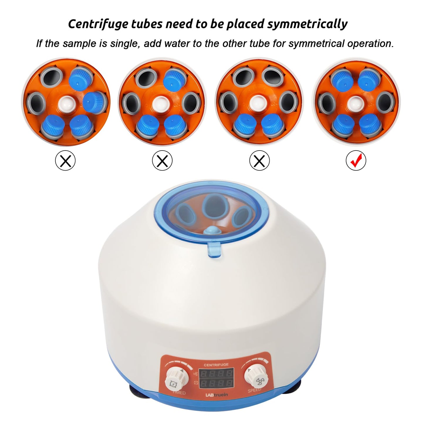 LABTRUEIN Centrifuge Machine, Lab LED Display Digital Betchtop Centrifuges with Timer & Speed Control - Low Speed,4000 RPM, Centrifuge Tubes Capacity 5ML/10ML/15 ML x 6