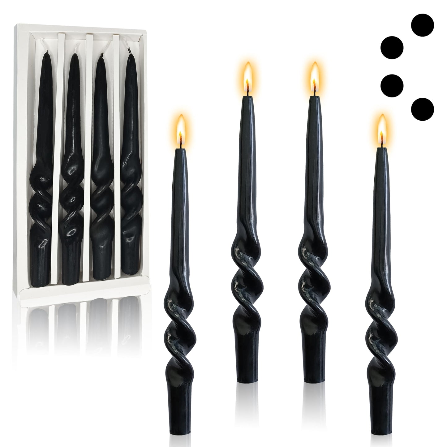 Black Taper Candles Tall Halloween Candlesticks Dripless Spiral Taper Candles Twisted Candlesticks Funky Candle Sticks Unscented Candle for Halloween Dinner Decor Praty Housewarming