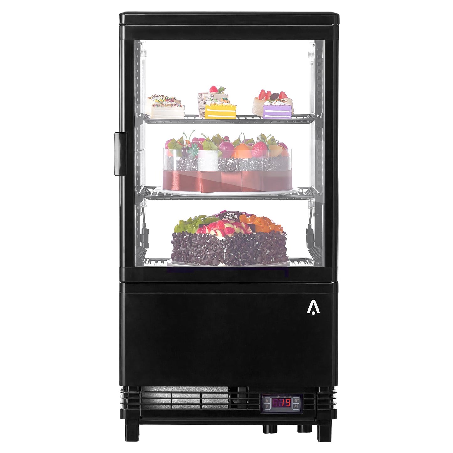 Commercial Refrigerator Display Case, 2.1 Cu.FT Single-Door Display Fridge, Display Case with Interior LED Lighting, Double-Layered Glass Commercial Countertop Bakery Display Refrigerator, 110V