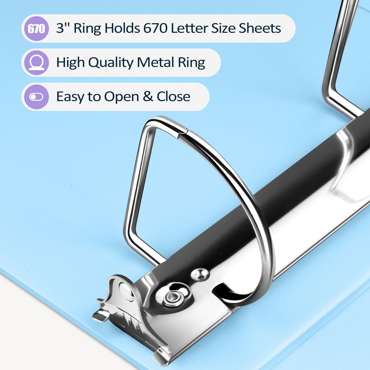 Sooez BinderX Extra Durable 3 Inch 3 Ring Binder, D-Ring Large Binders, Holds 670 Sheets of 8.5x11 Paper, Customizable View Cover with Inside Pockets, Heavy Duty 3 Ring Binder for School, Light Green