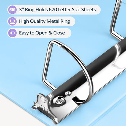 Sooez BinderX Extra Durable 3 Inch 3 Ring Binder, D-Ring Large Binders, Holds 670 Sheets of 8.5x11 Paper, Customizable View Cover with Inside Pockets, Heavy Duty 3 Ring Binder for School, Yellow