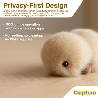 cupboo Interactive AI Plush Companion Pet– Privacy Safe Soft Huggable Intelligence Emotional Support Robot Pets, Anxiety Relief Desk Robots| Ideal Toy Gift for Kids,Teens,Adults,Seniors(Beige)