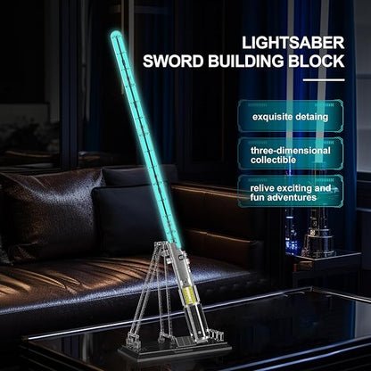 Mould King 10139 Lightsaber Building Set Light Saber with Stand Rechargeable LED Light Sword for Adult Birthday Thanksgiving Xmas Toys Gift Halloween Cosplay (1089 Pieces)