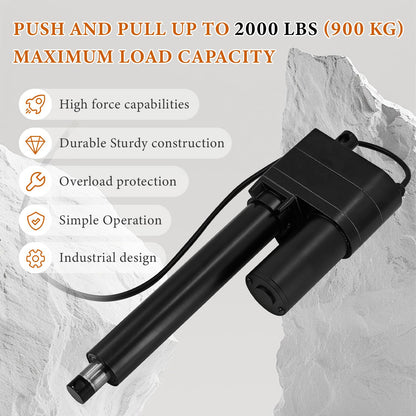 8" Heavy Duty Linear Actuator | 8 Inch Stroke | 12V | 2000 lbs Force | IP65 Protection | Replace for PA-17 | High Force Linear Actuator for Industrial Agriculture Agriculture Automotive