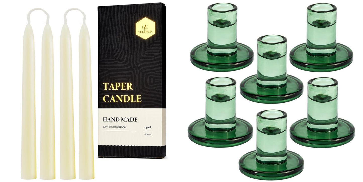 4 pcs Candles + 6 Candlestick Holders
