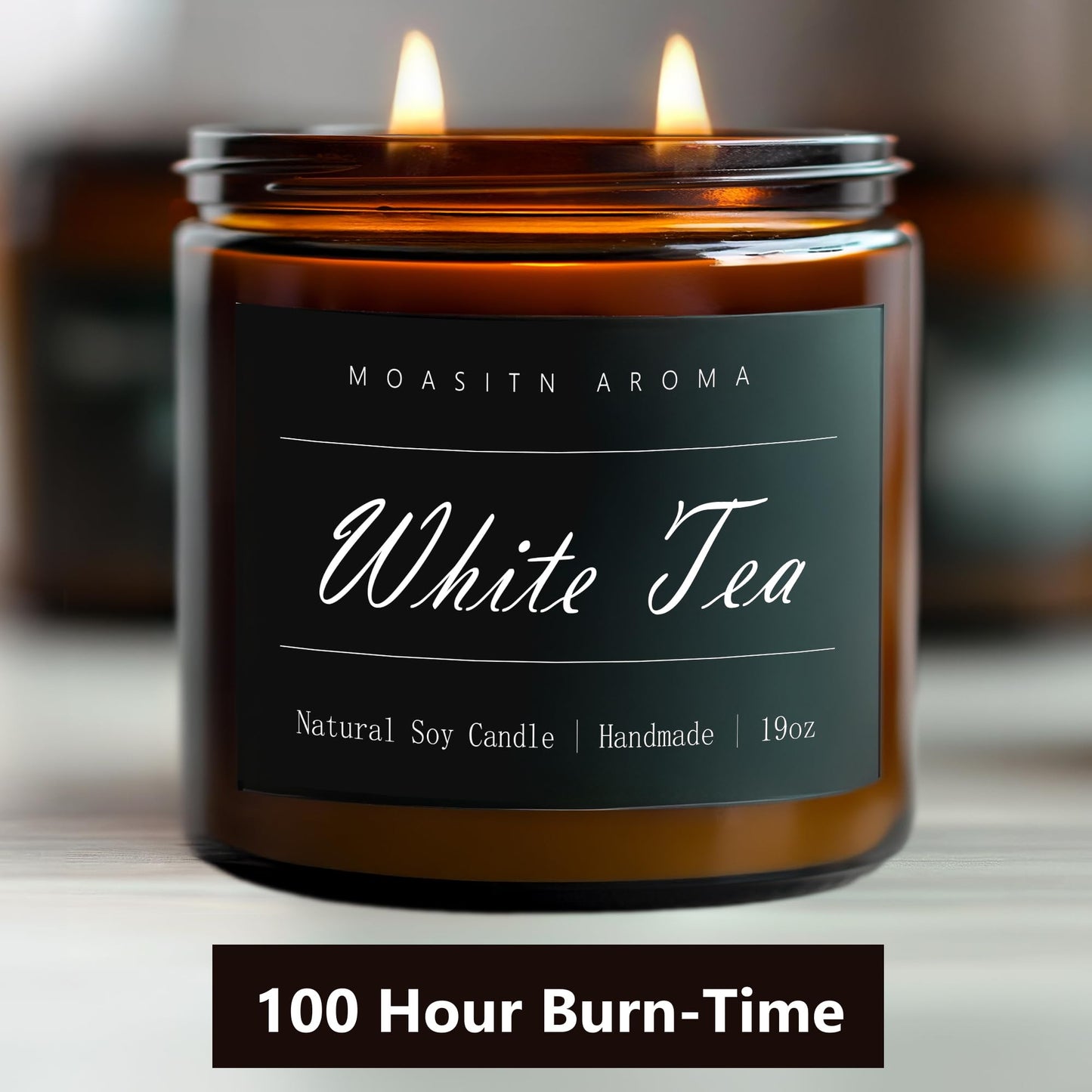 MOASITN White Tea Large Heavenly Scented Candles for Home|19oz 100h Long Lasting Clean Burn|Natural Soy Aromatherapy Candle|2 Wick Jar Candle for Women,Men as Relaxing,Birthday,Housewarming Gifts