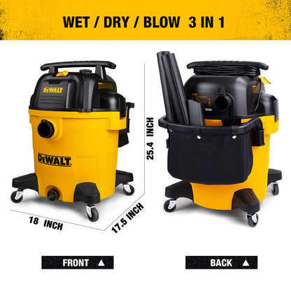 DEWALT 12 Gallon Poly Wet/Dry Vac, 5.5 HP Shop Vacuum Wet Vacuum Cleaner for Workshop, Jobsite, Commericial Area, Large Pick-Up Capacity, Yellow,DXV12P