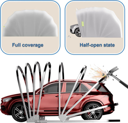 Heavy Duty Retractable Car Awning, Stainless Steel Grey Carport with Lock, Foldable Semi-Automatic Durable Shelter, Portable Shelter for Car L5.5/5.9 * W2.7 * H2.45m