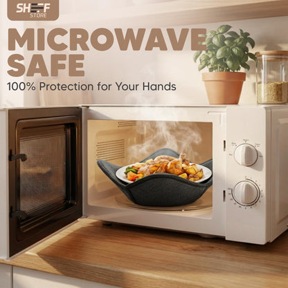 Sheff Microwave Bowl Cozy Holders Set of 4 - Durable and Reliable for Hot and Cold Plates and Dishes - Ideal Household Gift (Black, 7 inch)