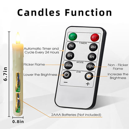 Flameless Taper Candles with Remote, 6.7 Inch Short Taper Candles Battery Operated with Flickering 3D Flame, Led Candle Sticks Safe for Wedding Home Christmas Poultry house lights Decor Ivory Set of 6