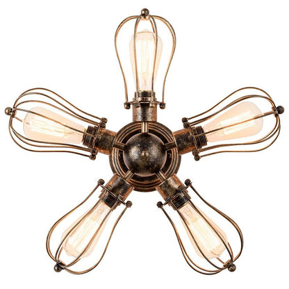 moonkist Vintage Ceiling Light Industrial Semi-Flush Mount Ceiling Light Metal Fixtures Painted Finish (with 5 Light) (Bronze)
