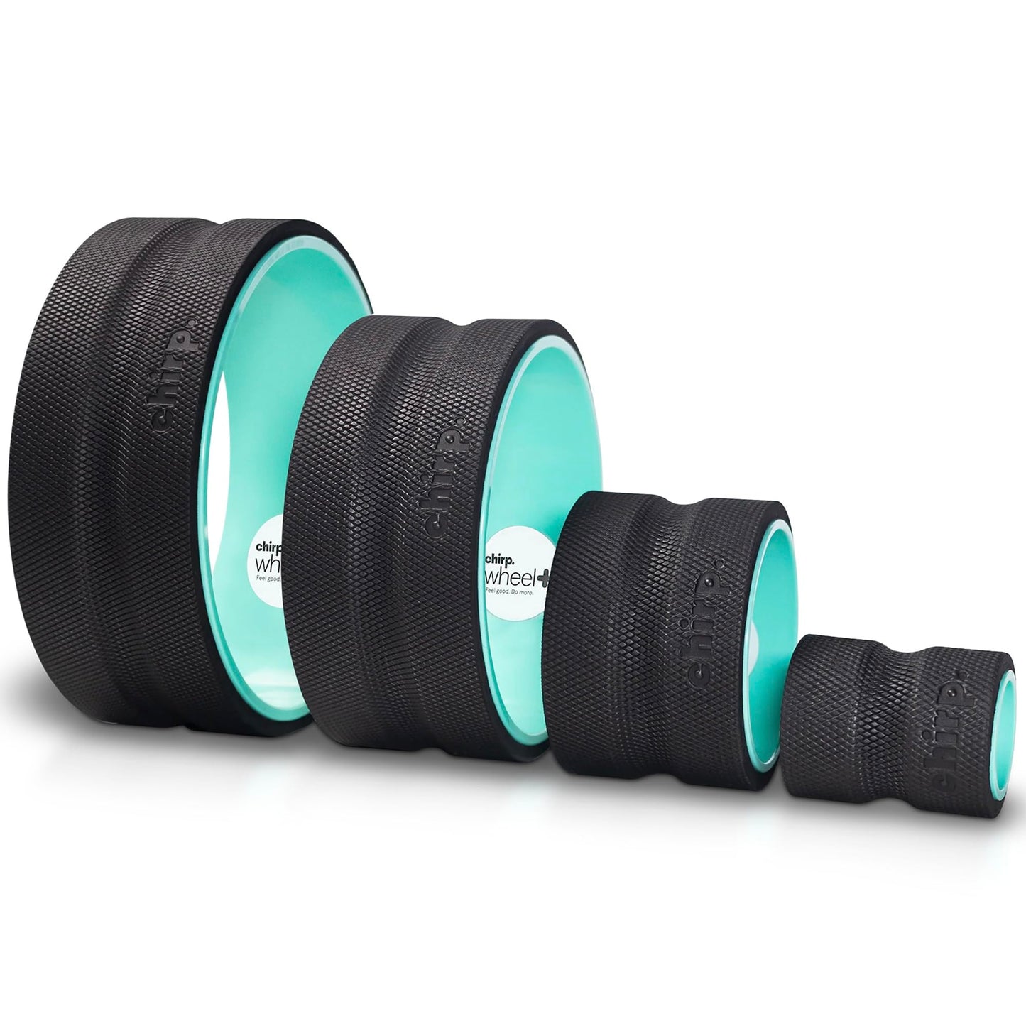Chirp Wheel Foam Roller - Targeted Back & Neck Pain Relief, Muscle Massage, Trigger Point Therapy, High-Density Foam Tool for Physical Therapy, Stretching & Exercise, 500lbs Capacity, 4-Pack Mint