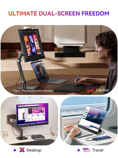 UPERFECT Portable Monitor, 15.6" 125% sRGB 1080P Ultra-Slim Travel Monitor USB C HDMI Plug & Play IPS Gaming Monitor Built-in Stand Dual Speakers External Screen for Laptop Phone Game Console