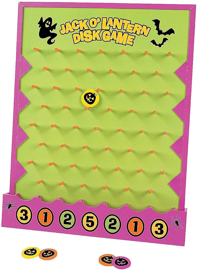Fun Express Halloween Disk Drop Game 8 Piece Set - Premium Wooden Plinko Board Style Halloween Party Games for Kids &amp Adults | Fall Festival Carnival Games for Indoor &amp Outdoor Activities
