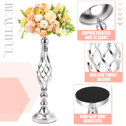Rtteri 20 Pcs Metal Flower Arrangement Stand Wedding Flower Centerpieces Stand Elegant Metal Vase Candelabra Candle Holder for Wedding Reception Table Decor Party Hotel Home Decor (Silver,Medium)