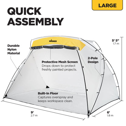 Wagner Spraytech 0529091 FLEXiO 5000 Stationary HVLP Paint Sprayer, Sprays Unthinned Latex & C900038.M Large Spray Shelter with Built-in Floor & Screen, Portable Paint Booth for DIY Spray Painting