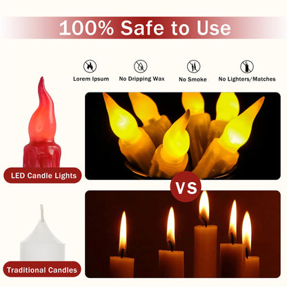 Gedengni Red Candlesticks Flameless Taper Candle, 4pcs Short LED Tapered Candles Remote Dipped Candle 6inch Battery Chandelier for Enchanting Christmas Harry Potter Inspired Vigils,R
