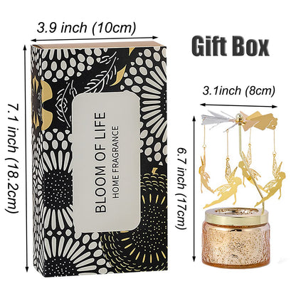 Funny Rotatable Scented Candles Decorative Soy Candle with Carousel Fairy Jar Candle Christmas Birthday Gifts for Women Unique Candle