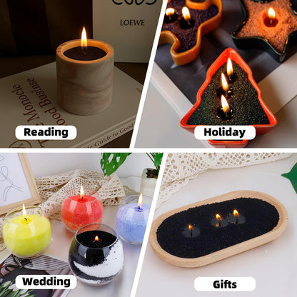NICEME Black Customized Powder Candle Making Kit, 26Oz Candle Sand with Wicks Pearled Candle Wax for DIY Candles Making Non-Toxic Natural Refillable Sand Beaded Wax for Home Decoration Wedding Party