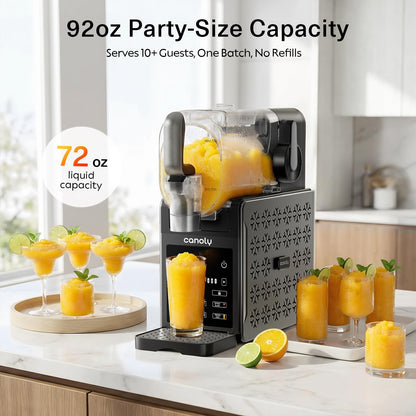 Canoly 2-in-1 Slushie & Soft Ice Cream Maker, 92oz Slushy Machine for Home, 6 Preset, Real-Time Temp Display, Auto-Clean, Frozen Margaritas Smoothie, Frappes, Milkshakes, Black