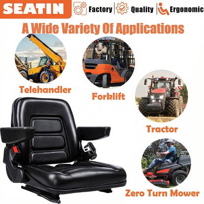 SEATIN Universal Forklift Seat,Tractor Seat with Micro Switch,Armrest and Safety Belt,for Tractor,Mower,Skid Loader,Telehandler,Backhoe,Excavator Dozer