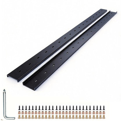 C Channel Steel Support Metal Support Bracing Hidden C Bracket for Table Top Live Edge Slab Woodworking, Black Coat Finish, 6 Holes (2 Pack, 46 Inch)