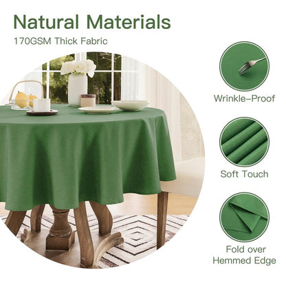 Veblandy Tablecloth Linen Textured Waterproof & Stain Resistant Table Cloth Wrinkle Free Decorative Fabric Farmhouse Table Cover for Dining/Party/Buffet/Wedding, 60 x 60 Inch, Green