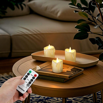 Topstone Flameless Candles 12 Pack with 2 Remotes Timer,Battery LED Tealights,Electric Candles,400H Long Lasting CR2450,Flickering or Steady Light,Dimmable for Home Decor Wedding Christmas
