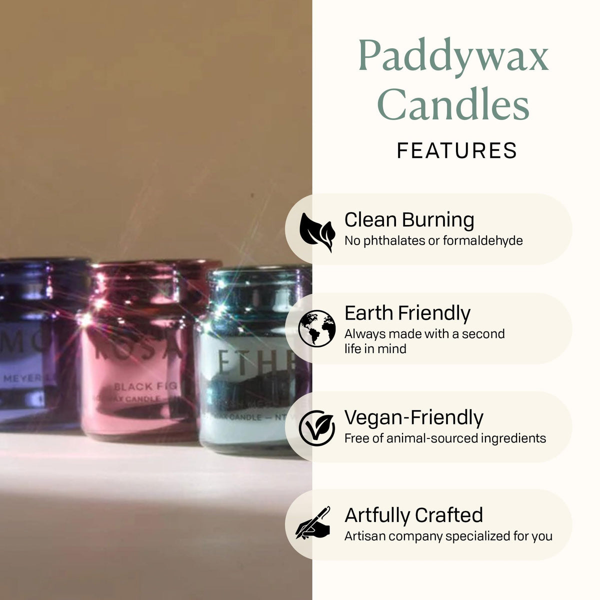 Paddywax Chroma Scented Candle with Lid in Reusable Metallic Etched Glass Jar, Clean- Burn Soy Candle with Approx. 14 Hour Burn Time, Cobalt – Limon, Fresh Meyer Lemon, 2.5 oz