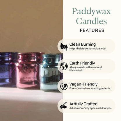 Paddywax Chroma Scented Candle with Lid in Reusable Metallic Etched Glass Jar, Clean- Burn Soy Candle with Approx. 14 Hour Burn Time, Cobalt – Limon, Fresh Meyer Lemon, 2.5 oz