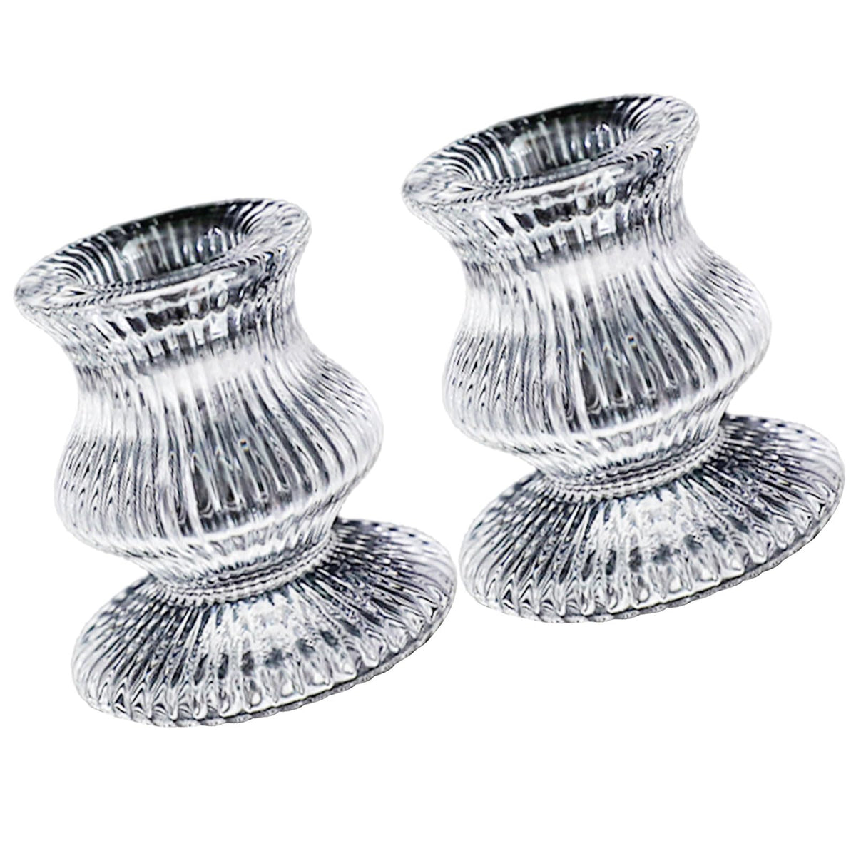 Sophisticated Glass Taper Holders Set of 2 for Wedding Celebration & Festival Home Decors Clear Accessories Wedding Table Decors