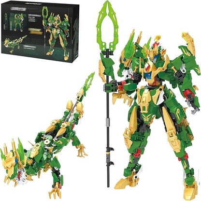 2-in-1 Transforming Robot Building Blocks Sets Mech Building Toy Action Figures Kits Model Creative Action Robot Dragon Toy Gifts Perfect for Valentine's Day Birthday