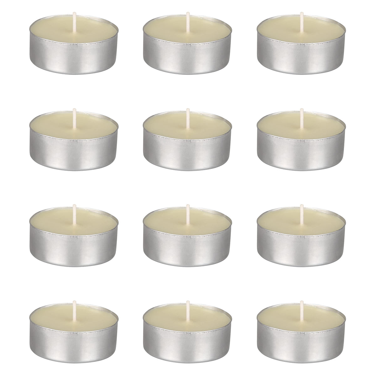 Mega Candles 12 pcs Unscented Oversize Ivory Tea Lights Candles, Pressed Wax Candle 12 Hour Burn Time, Home Décor, Wedding Receptions, Occasions, Events, Meditations, Tranquility, Spa