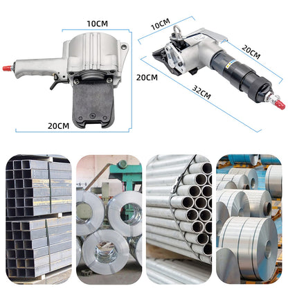 SDRTOP Pneumatic Steel Strapping Tools Metal Banding Machine Heavy Duty Tensioner and Cutter Sealer for 1.25inch（32mm）Width Metal Belt, Portable Packaging