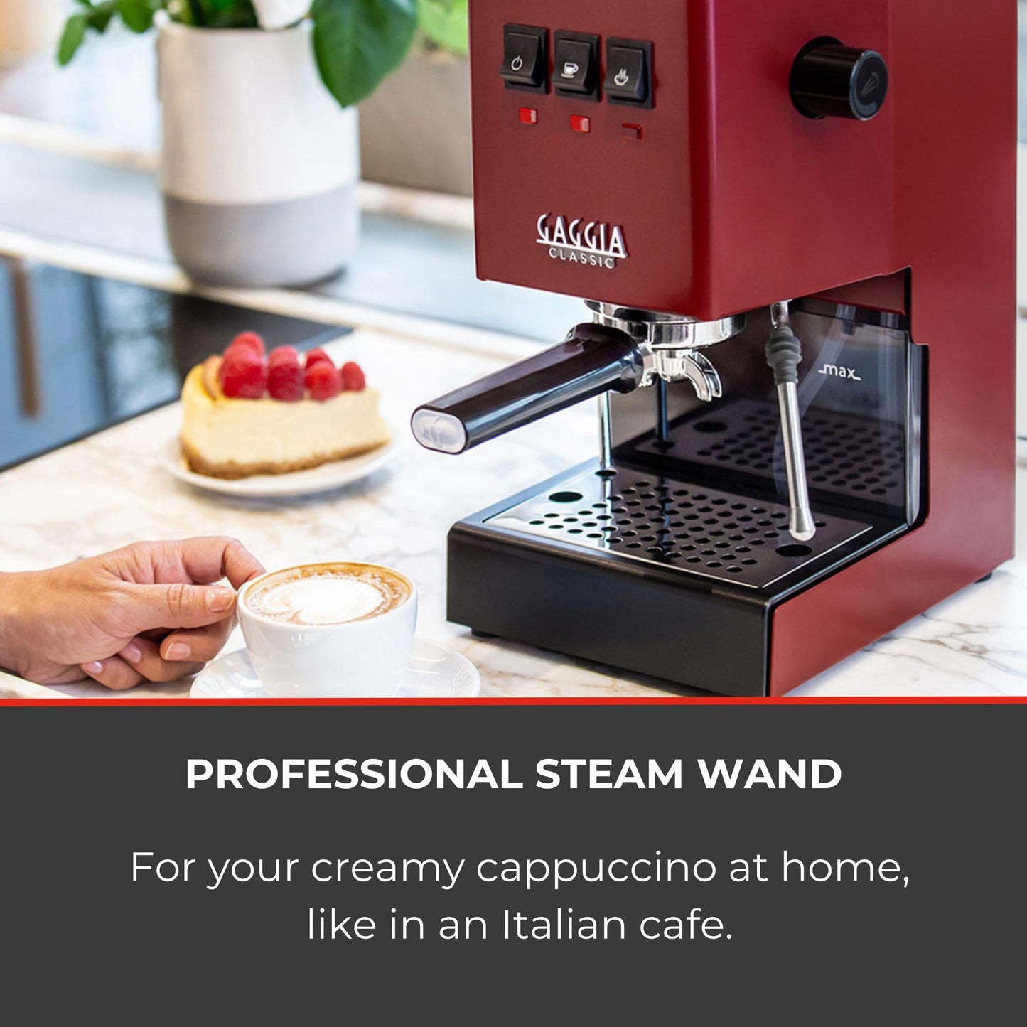 Gaggia RI9380/47 Classic Pro Espresso Machine,1.3liters, Cherry Red