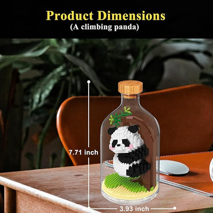 Creative Panda Toy Building SetAdult Mini Animal Friend SetParty Favors Gift for FriendsAnimal Lovers Office Home Decor Building BlockNew Year Easter Birthday Gift for Family(Climbing)