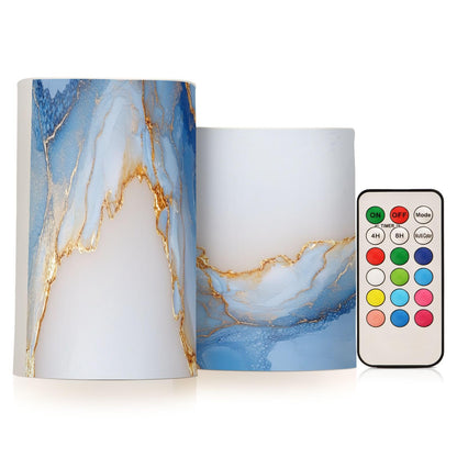 Zathe Flameless Pillar Candle Color Changing Led Flameless Candles for Dining Room Table Marble White White