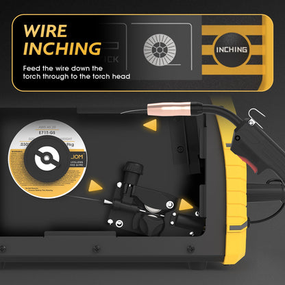 TOOLIOM 135A Gasless Flux Core MIG Welder 110V MIG Welder Flux MIG/Lift TIG/Stick 3 in 1 Welding Machine IGBT DC Inverter with LCD Display